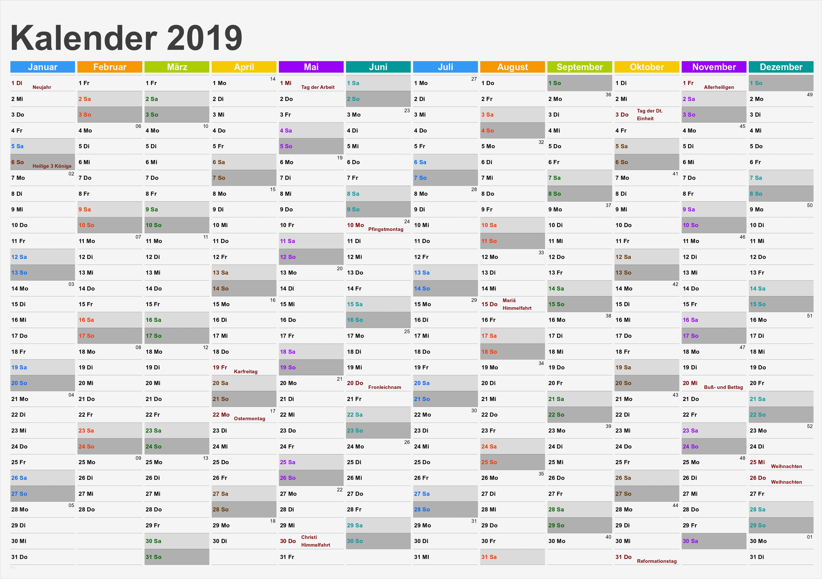 Monatskalender 2018 Vorlage Genial Kalender 2019 Ausdrucken Ferien Feiertage Excel Pdf