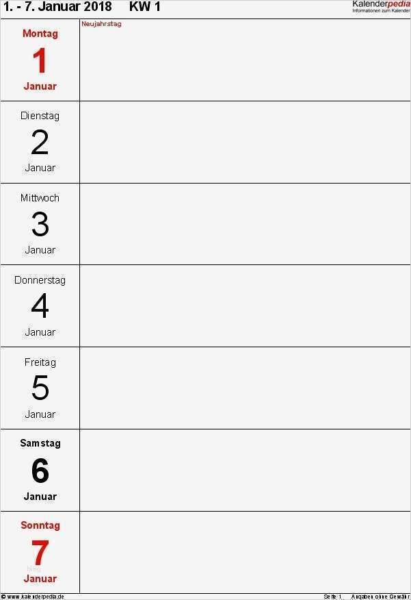 Monatskalender 2018 Vorlage Genial Monatskalender 2018 Vorlage Best Wochenkalender 2018