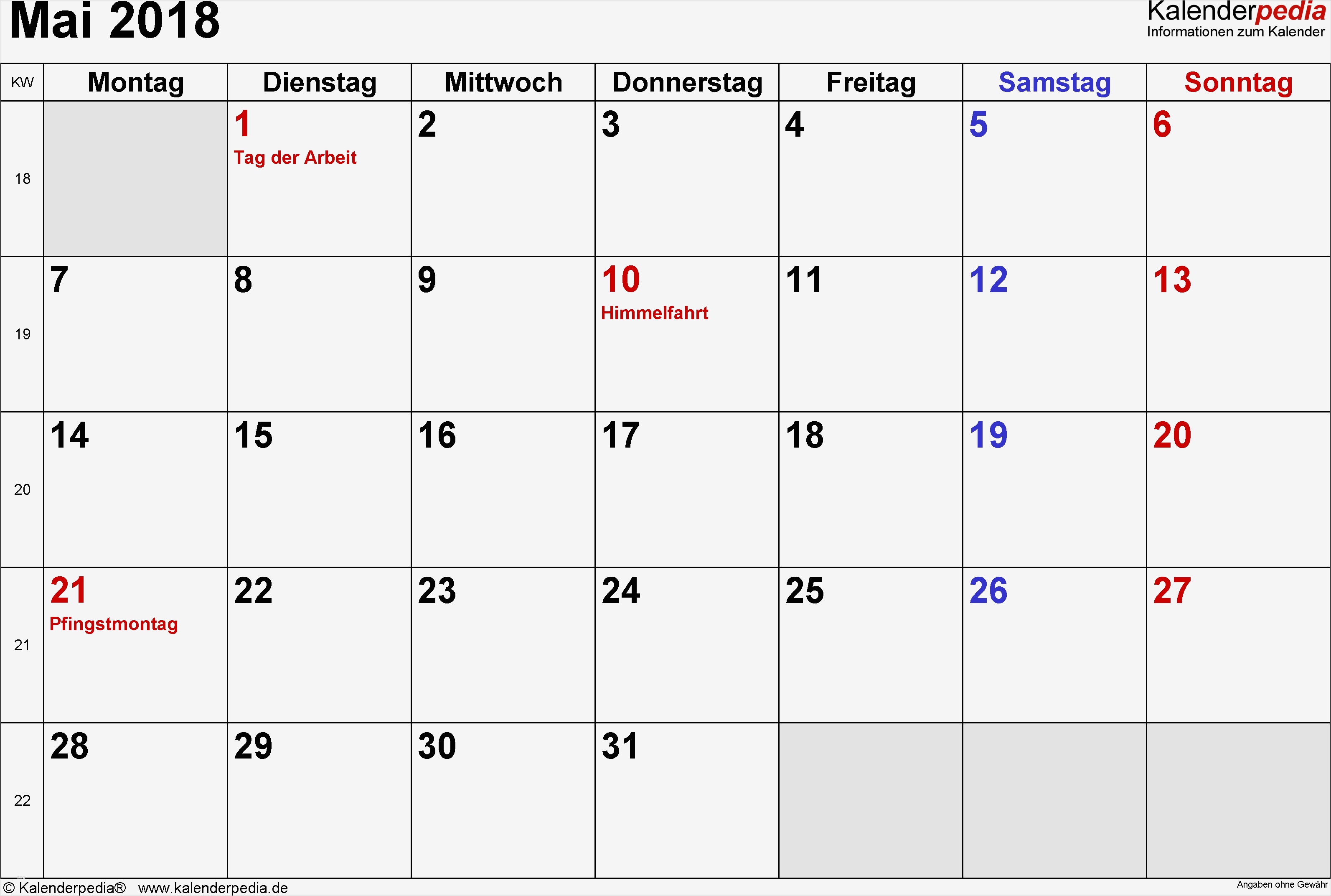 Monatskalender 2018 Vorlage Großartig Kalender Mai 2018 Als Word Vorlagen