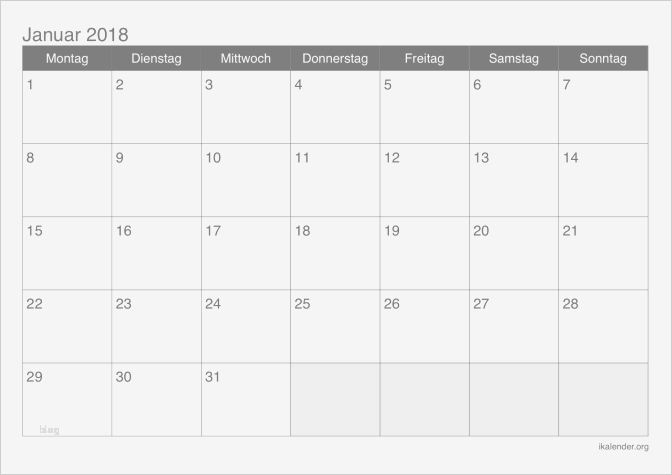 48 Cool Monatskalender 2018 Vorlage Foto 2 Kalender 2018 zum Ausdrucken iKalender