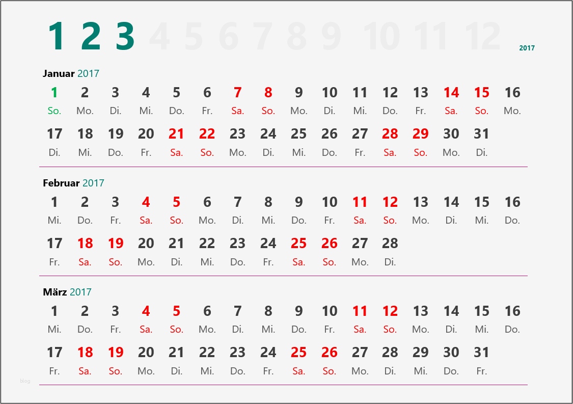 Monatskalender 2018 Vorlage Neu Kostenlose Kalendervorlagen 2017 Fice Lernen