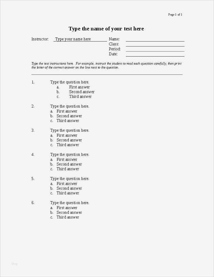 Multiple Choice Vorlage Luxus Multiple Choice Test Template | Vorlage Ideen