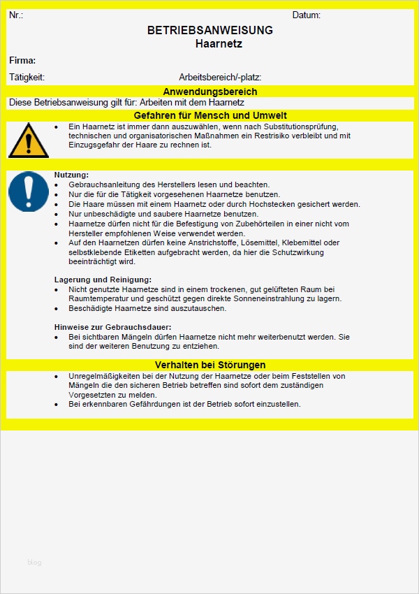 Muster Haare Rasieren Vorlagen Beste Betriebsanweisung Haarnetz sofort Download