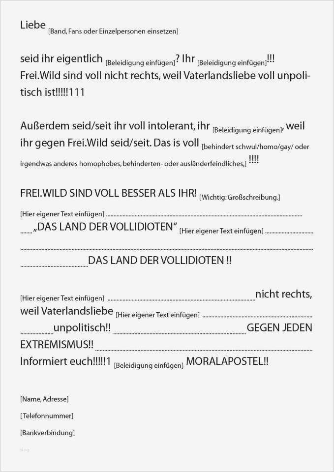 Musterbrief Vorlage Cool Musterbrief Vorlage Für Frei Wild Fans – Das