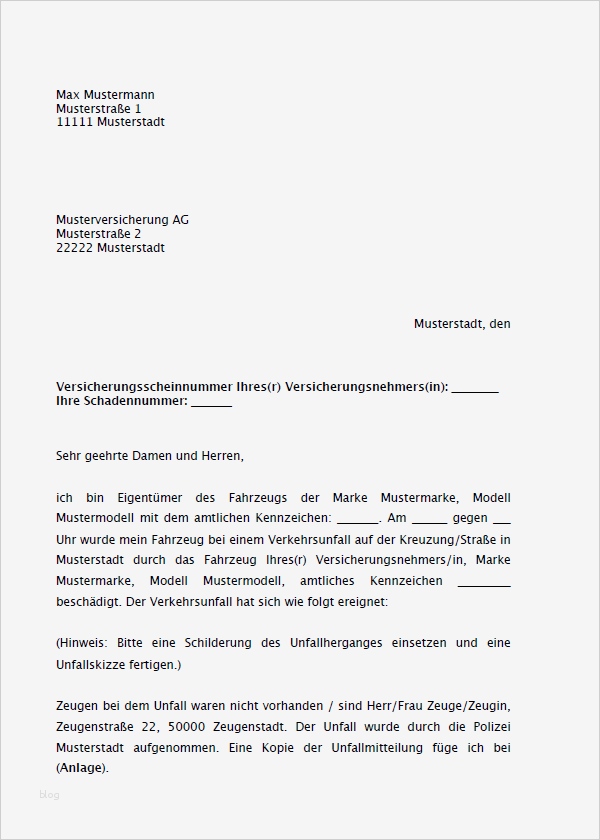 Musterbrief Vorlage Einzigartig Schreiben An Kfz Versicherung Vorlage Zum Download