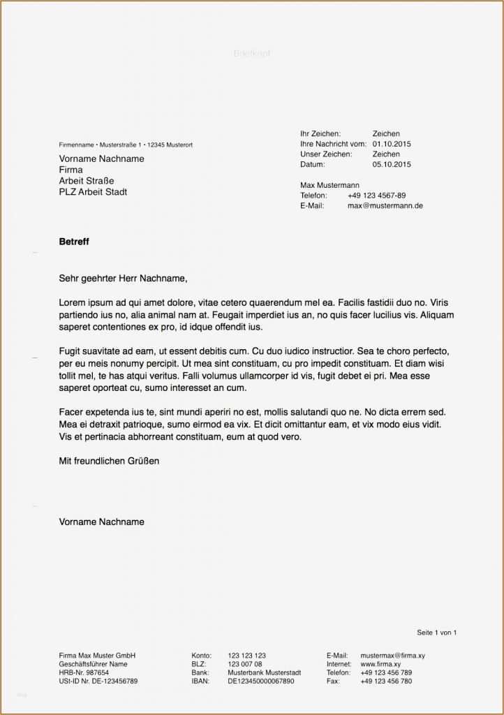Musterbrief Vorlage Genial 16 Musterbrief Vorlage Vorlagen123 Vorlagen123