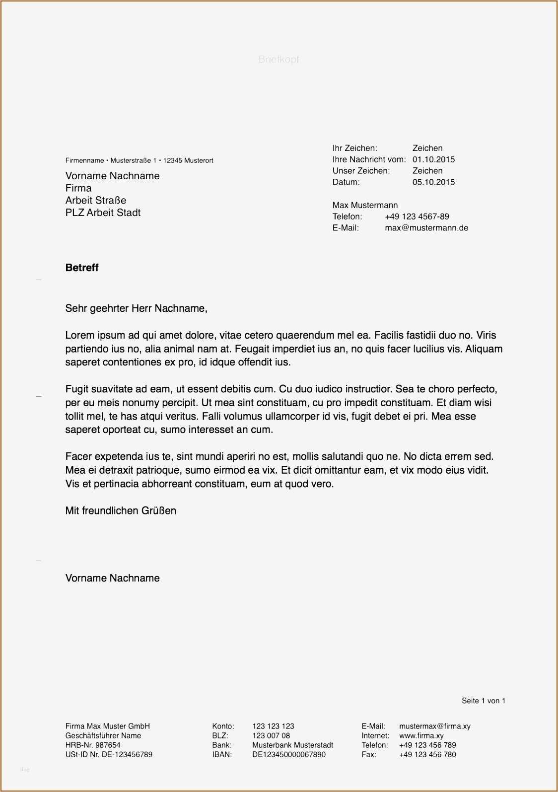 Musterbrief Vorlage Genial 16 Musterbrief Vorlage Vorlagen123 Vorlagen123