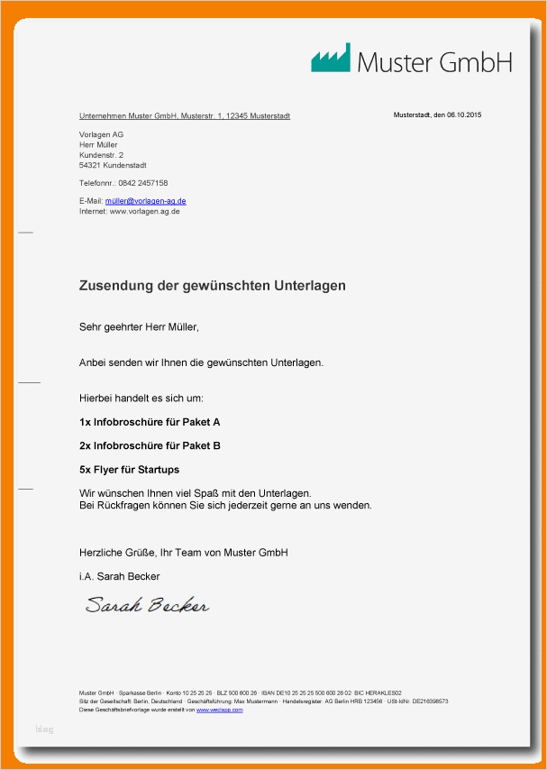 Musterbrief Vorlage Neu 6 Musterbrief Vorlage