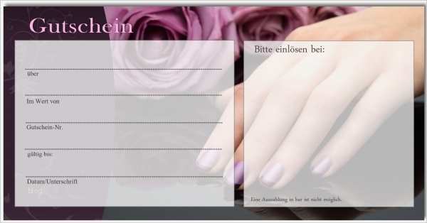Nageldesign Gutschein Vorlagen Hübsch Geschenkgutscheine Fußpflege Nagelstudio Wellness Beauty