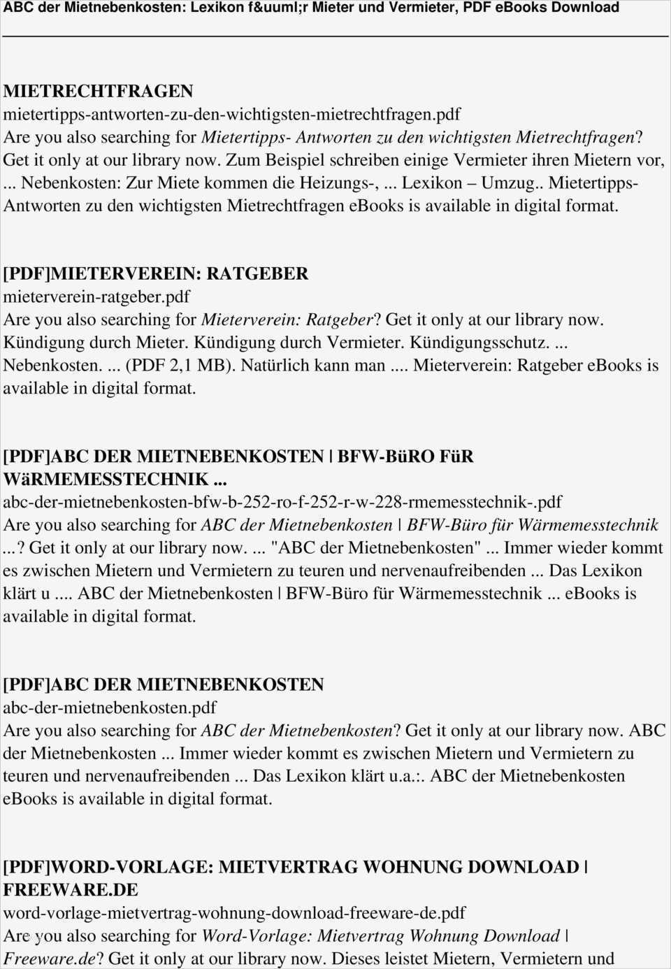 Nebenkosten Vorlage Word Angenehm Abc Der Mietnebenkosten Lexikon Für Mieter Und Vermieter