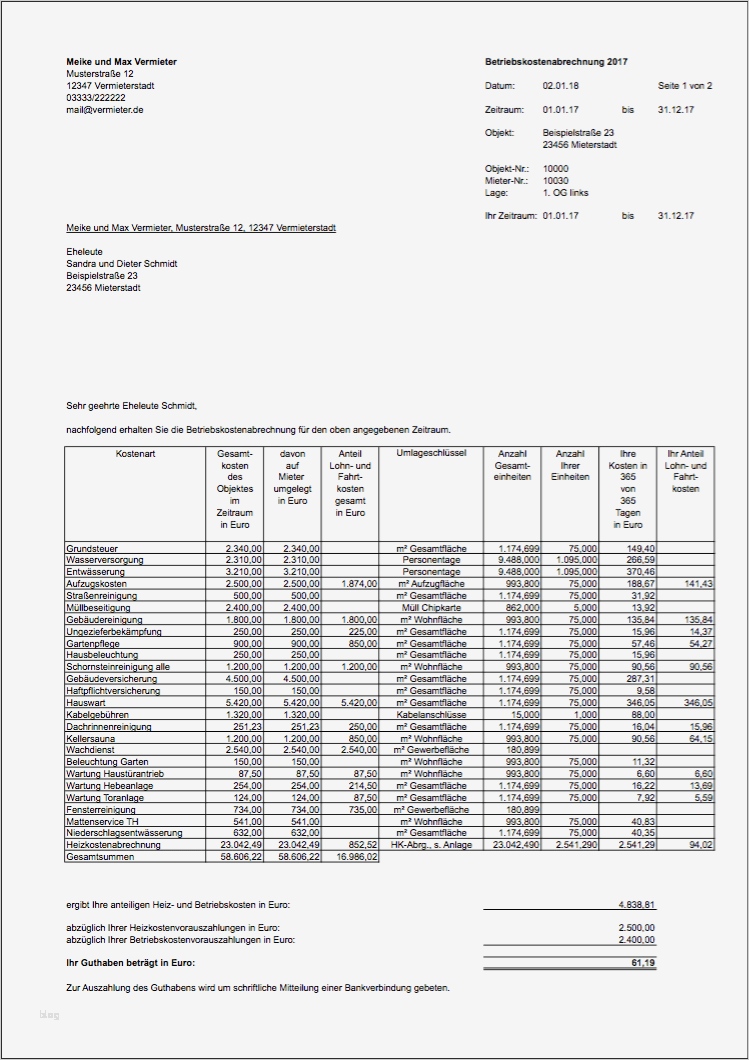 Nebenkostenabrechnung Muster Vorlage Angenehm Vorlage Für Nebenkostenabrechnung Excel Nebenkosten