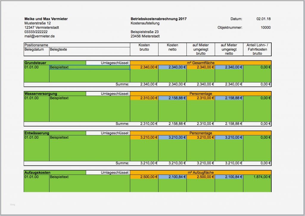Nebenkostenabrechnung Vorlage Excel Großartig Vorlage Für Nebenkostenabrechnung Excel Nebenkosten