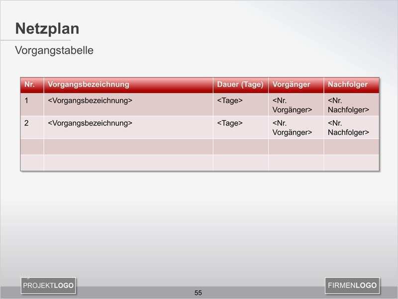 Netzplan Vorlage Cool Netzplan Vorgangstabelle – Vorlage In Powerpoint Zum