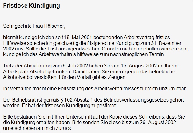 Nicht Fristgerechte Kündigung Durch Arbeitnehmer Vorlage Wunderbar Kündigung Arbeitsvertrag Fristlos Fice Lernen