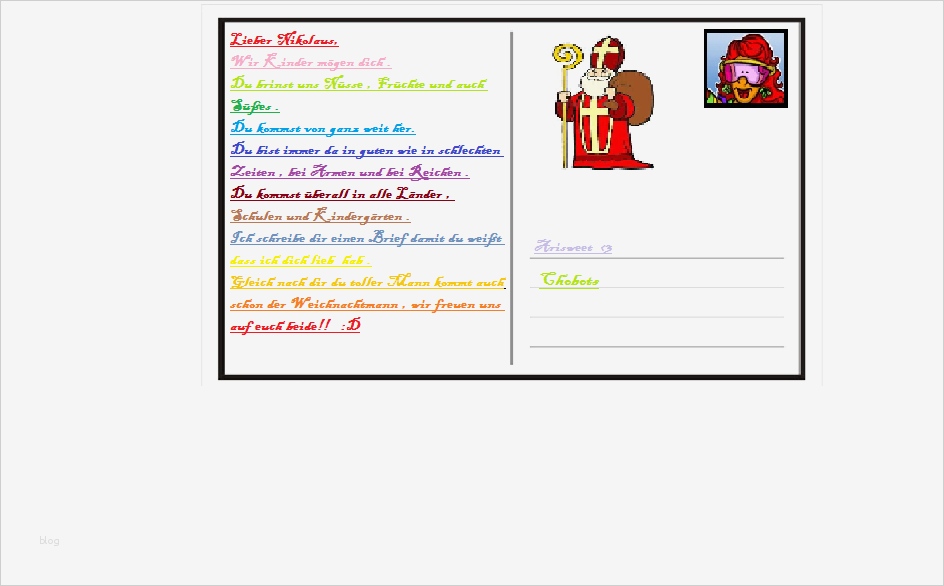 Nikolaus Vorlage Einfach Wunderbar Arisweet Mein Nikolaus Brief Für Den Wettii
