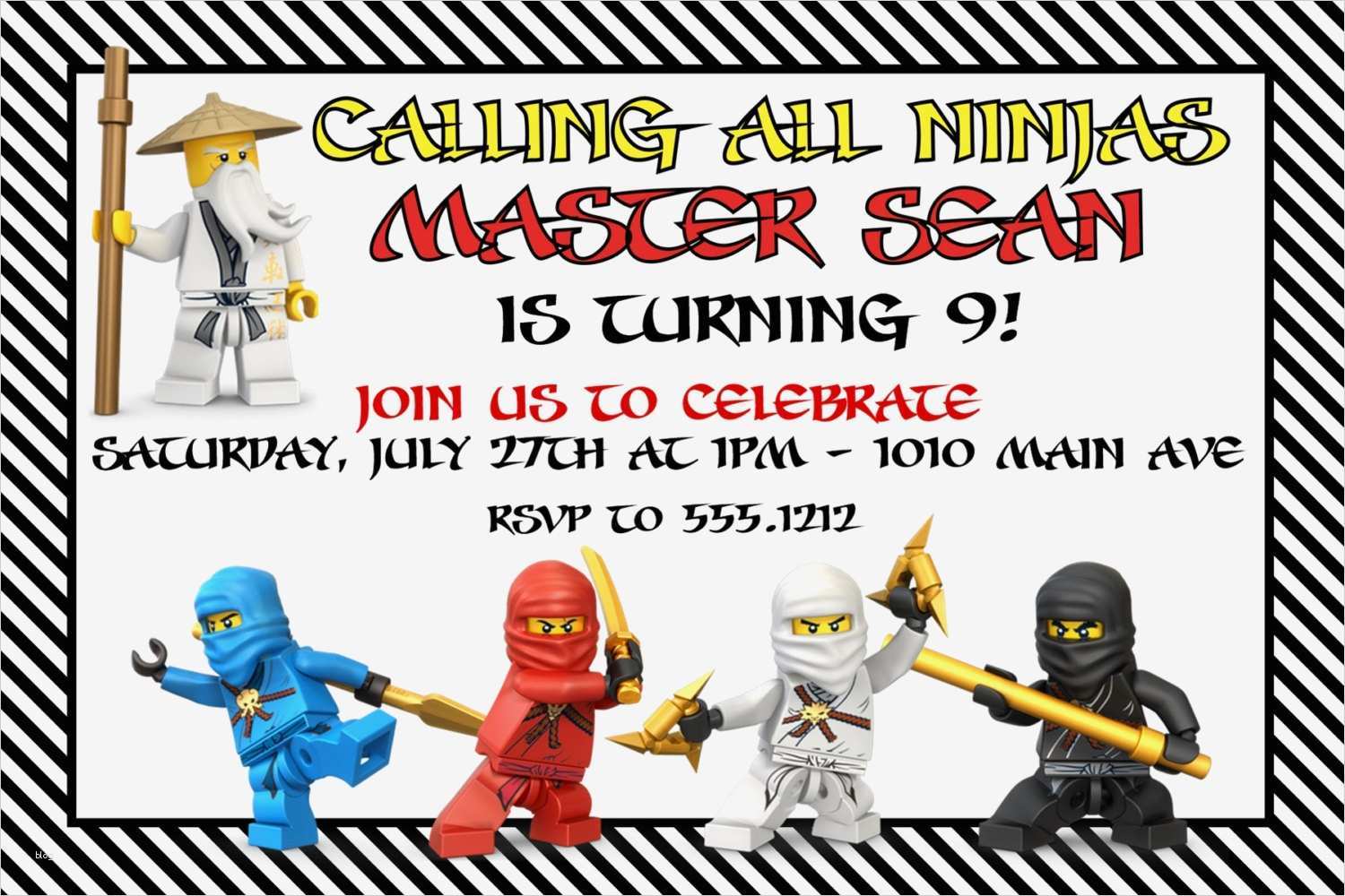Ninjago Einladung Vorlage Elegant Ninjago Geburtstag Einladung Druckbare 4 X 6 Oder 5 X 7