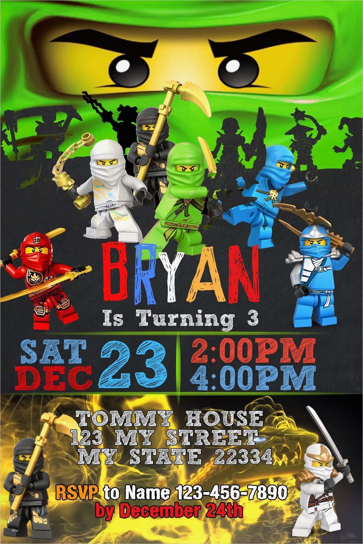 Ninjago Einladungskarten Vorlage Hübsch Ninjago Einladungskarten Drucken