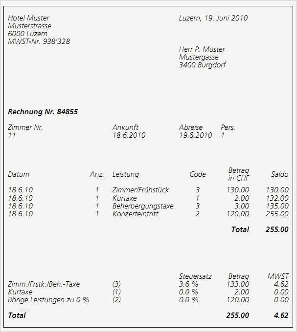 No Show Rechnung Hotel Vorlage Bewundernswert Mwst Branchen Info 08 Hotel Und Gastgewerbe