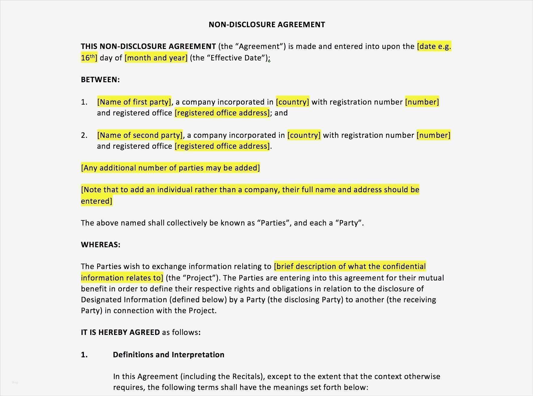 Non Disclosure Agreement Deutsch Vorlage Erstaunlich Simple Non Disclosure Agreement Template Lovely Sample
