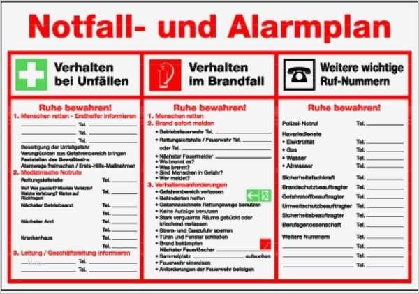 Notfallplan Vorlage Word Schönste Schild Pvc Notfall Und Alarmplan 410x595mm