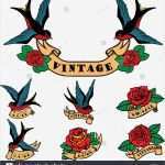 Old School Tattoo Vorlagen Neu Satz Von Tattoo Vorlagen Mit Schwalben Und Rosen