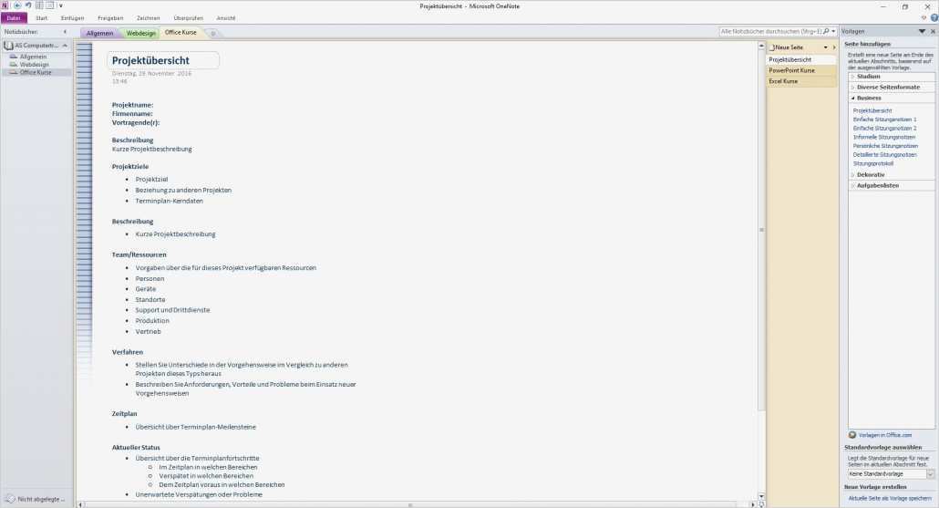 Onenote Vorlagen Projektmanagement Genial Großartig Projektübersicht Vorlage Fotos