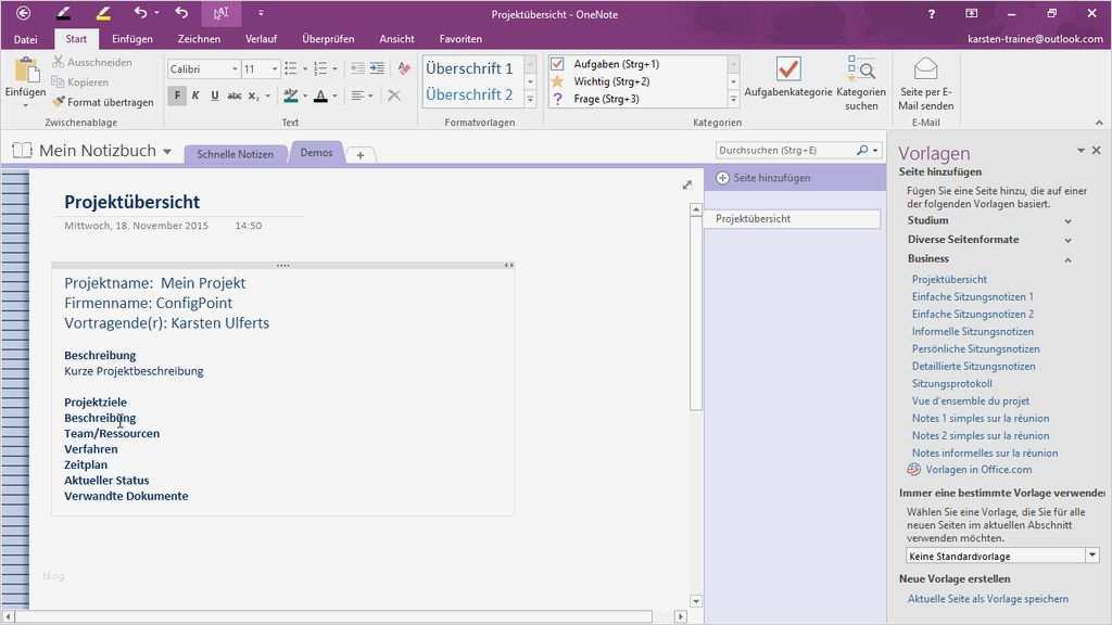 Onenote Vorlagen Projektmanagement Süß Ziemlich Projektschreibungsvorlage Zeitgenössisch