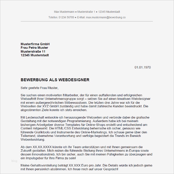 46 Bewundernswert Online Bewerbungsschreiben Vorlage Abbildung 2 Bewerbung als Webdesigner Webdesignerin Bewerbung