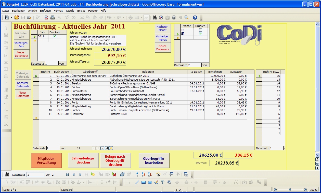 Openoffice Stundenplan Vorlage Best Of Open Fice Libre Fice 1 Base Beispieldatenbank Verein