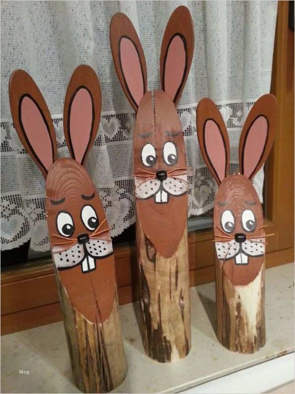 Osterhase Holz Basteln Vorlage Neu Osterhase Aus Holz Baumstamm Osterhasenstamm