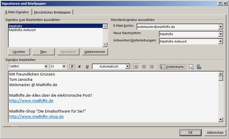 Outlook Signatur Vorlage Wunderbar Signatur › Outlook Anleitungen › Mailhilfe