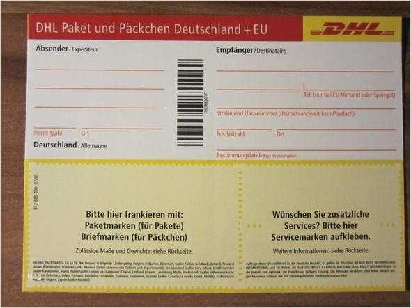 Paketschein Vorlage Best Of Dhl Paketschein Paketmarke Post Paket