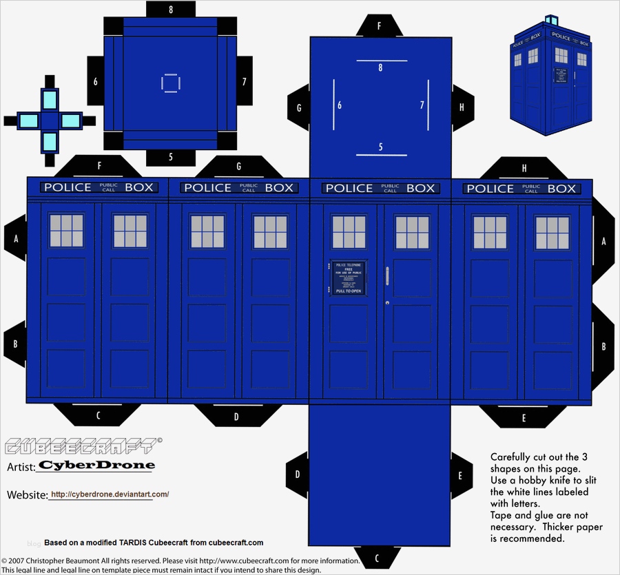 75 Wunderbar Papercraft Vorlagen Bilder 2 Cubee Classic TARDIS 1980s by CyberDrone on DeviantArt