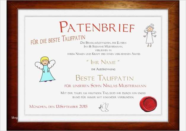 Patenbrief Vorlage Beste Weiteres Patenbrief Für Den Besten Taufpaten