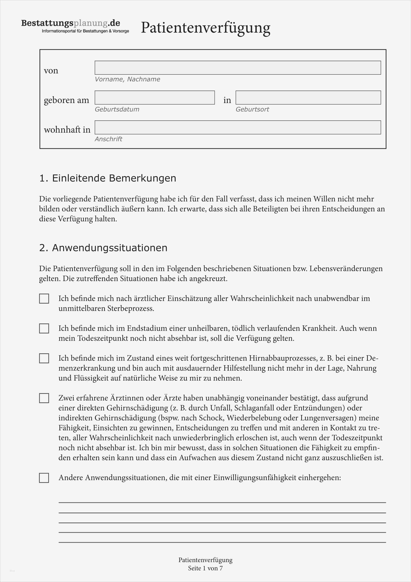 Patientenverfügung Vorlage Bundesministerium Wunderbar Patientenverfügung Ratgeber Und Kostenloser Download
