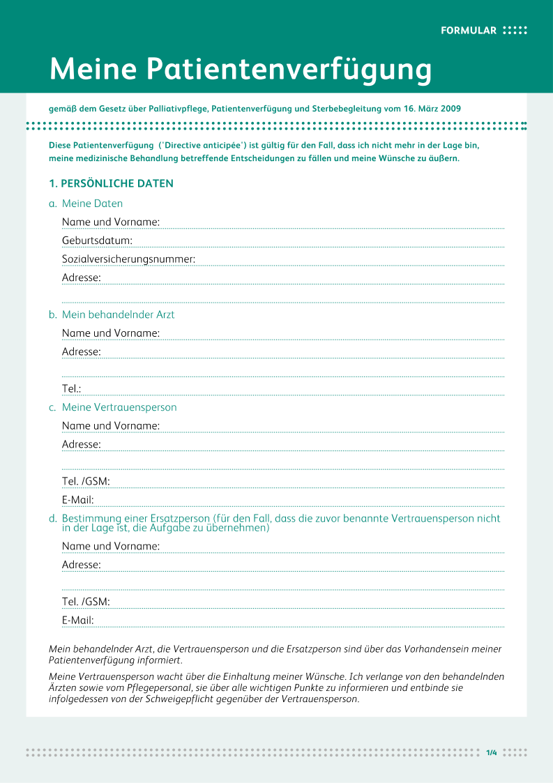 Patientenverfügung Vorlage Kostenlos Bewundernswert Patientenverfuegung Zum Ausdrucken