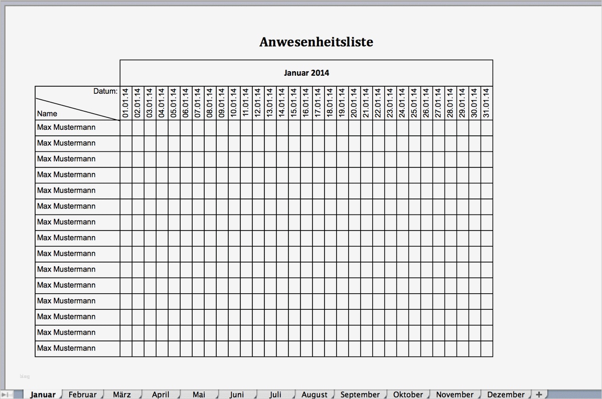 Personaleinsatzplan Vorlage Excel Fabelhaft Excel Vorlage Anwesenheitsliste Kostenlos