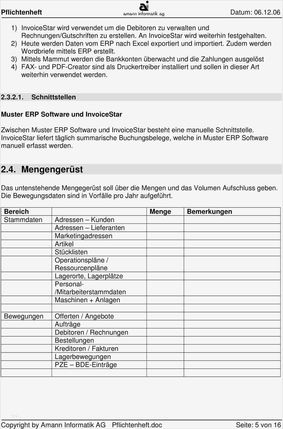 Pflichtenheft Vorlage Schön Vorlage Pflichtenheft Für Evaluation Einer Erp