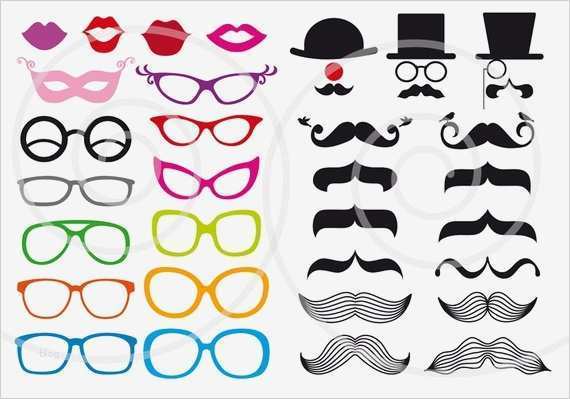 Photo Booth Requisiten Vorlagen Wunderbar Mustache Clipart Photo Booth Props Digital Clip Art Set