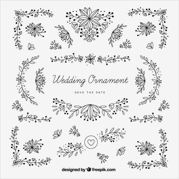 Photoshop Rahmen Vorlagen Hübsch Hand Gezeichnet Hochzeit Verzierungen Mit Blättern