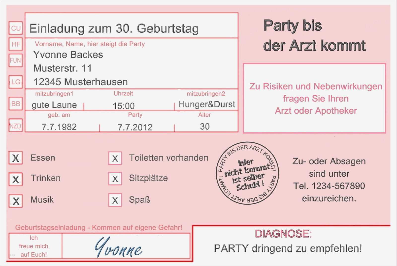 Plakat Vorlagen Kostenlos Erstaunlich Einladungskarten Arzt 18 30 40 50 Geburtstag Einladungen