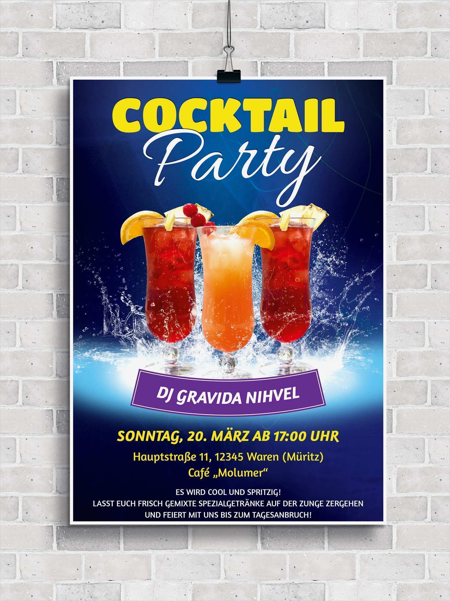 Plakat Vorlagen Kostenlos Wunderbar Party Flyer Plakate Und Poster Vorlagen Für Cocktailpartys