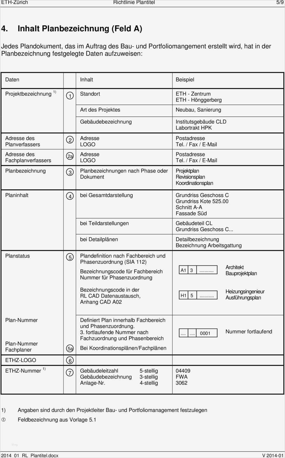 Plankopf Vorlage Architektur Beste Richtlinie Plantitel Pdf
