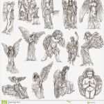 Pop Art Bilder Vorlagen Gut Engel Hand Gezeichnete Lebensgroße Illustrationen