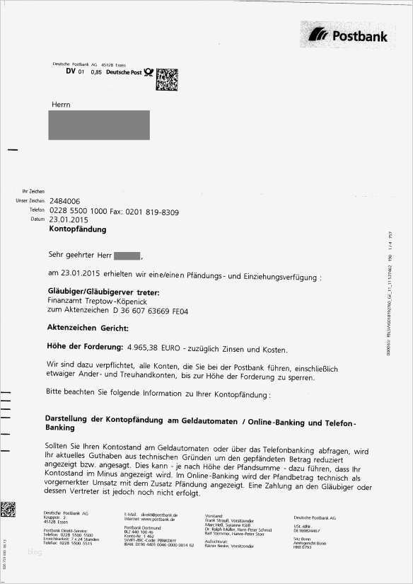 Postbank Kündigen Vorlage Cool Briefverkehr Mit Der Postbank Zur Kontopfändung