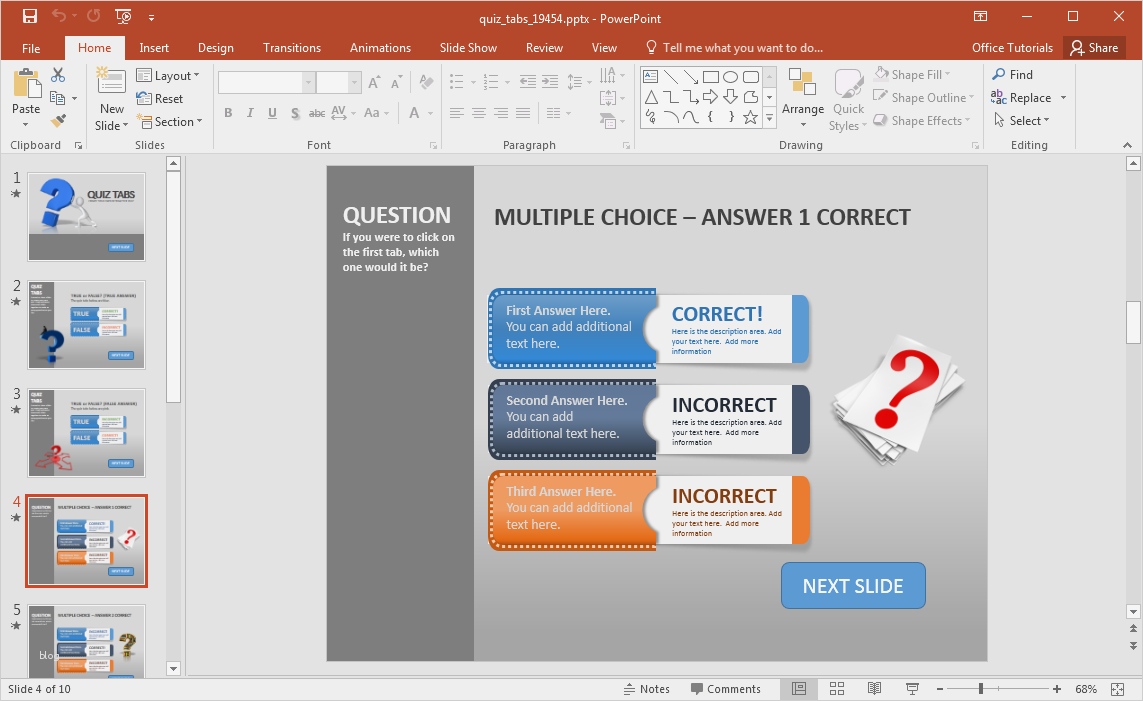 Powerpoint Quiz Vorlage Luxus Create A Quiz In Powerpoint with Quiz Tabs Powerpoint Template
