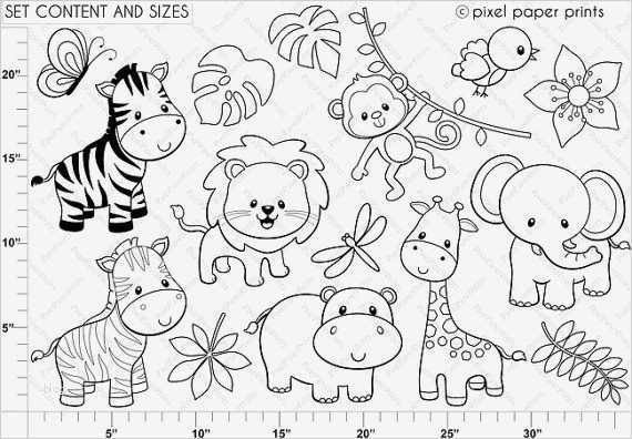 Ppp Vorlagen Bewundernswert Jungle Friends Digital Stamps Clipart