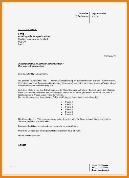 Praktikum Bewerbung Vorlage Einzigartig 8 Bewerbungsanschreiben Praktikum