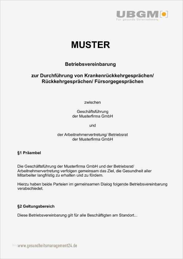 Praktikumsbericht Vorlage Pdf Genial Ubgm Muster Bv Betriebsvereinbarung