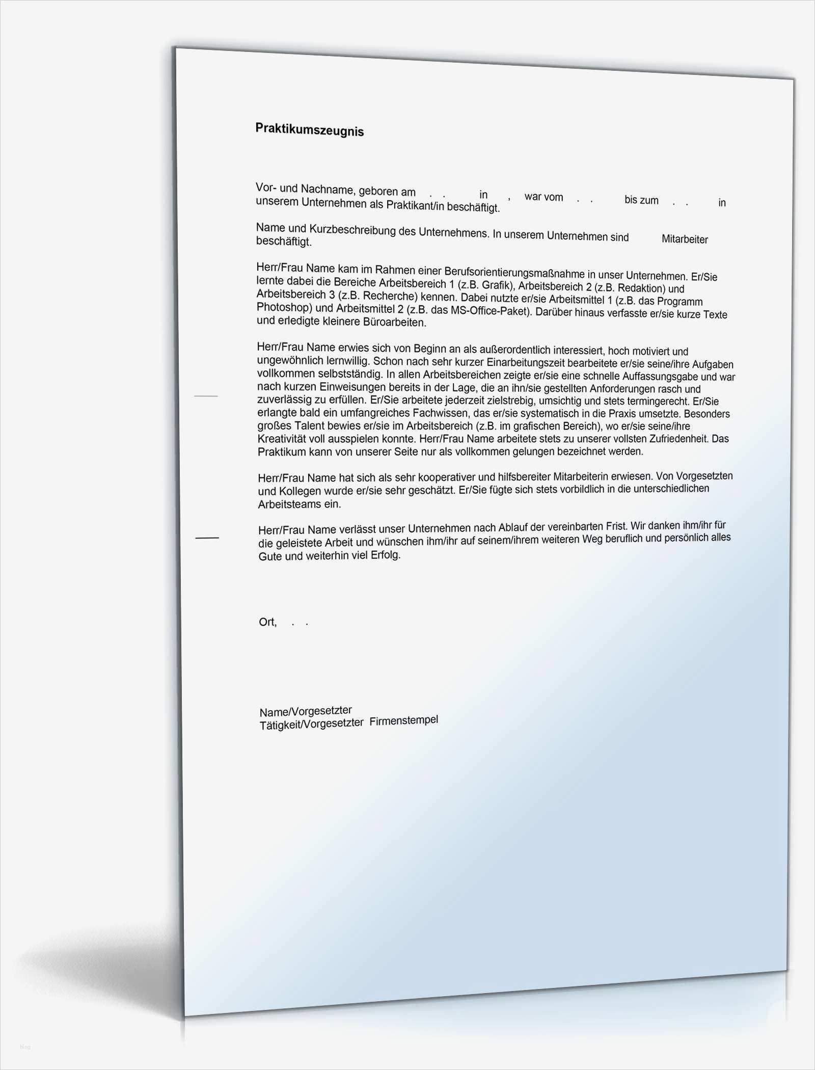Praktikumsbeurteilung Vorlage Hübsch Praktikumszeugnis Sehr Gut Editierbares Muster Als Pdf & Doc